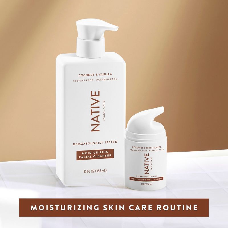 slide 10 of 10, Native Moisturizing Facial Lotion with Niacinamide & Coconut Extract Fragrance Free Moisturizer- 1.7oz, 1.7 oz