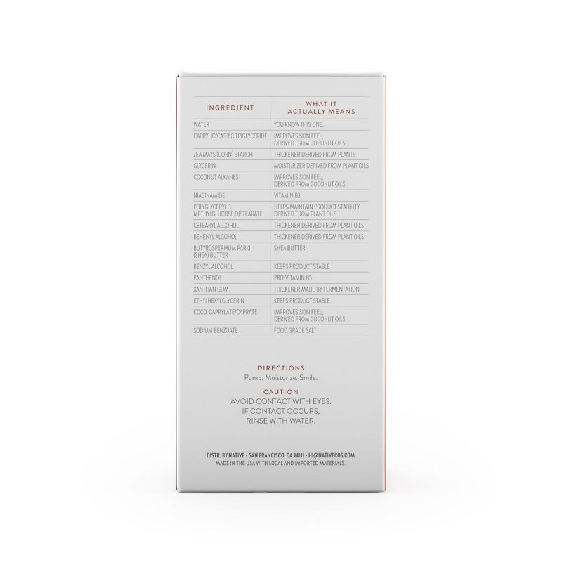 slide 3 of 10, Native Moisturizing Facial Lotion with Niacinamide & Coconut Extract Fragrance Free Moisturizer- 1.7oz, 1.7 oz