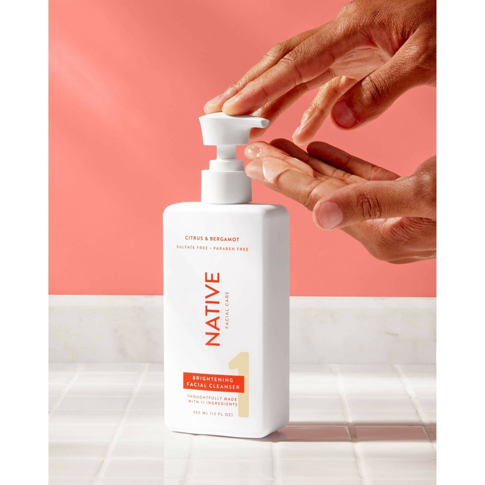 Native Face Wash, Brightening Citrus and Bergamot Facial Cleanser with Vitamin C 12 fl oz 12