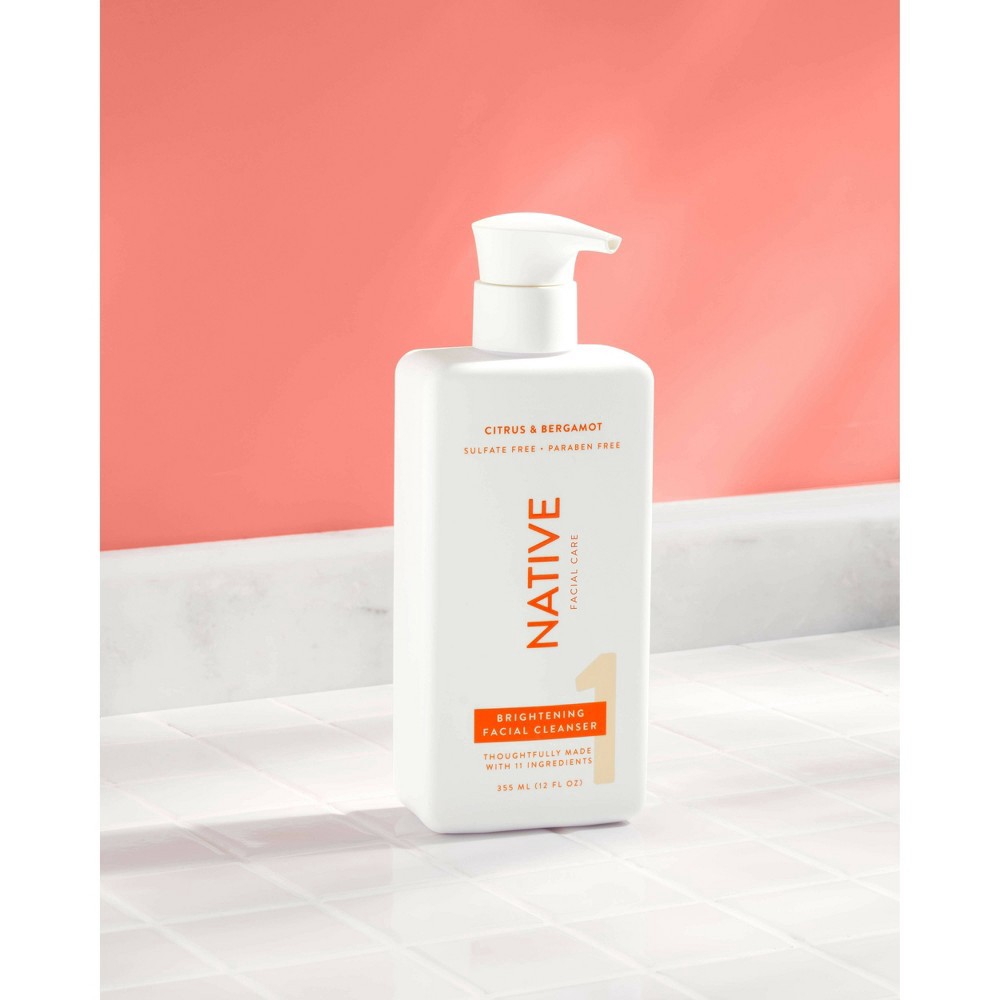 Native Face Wash, Brightening Citrus and Bergamot Facial Cleanser with Vitamin C 12 fl oz 12