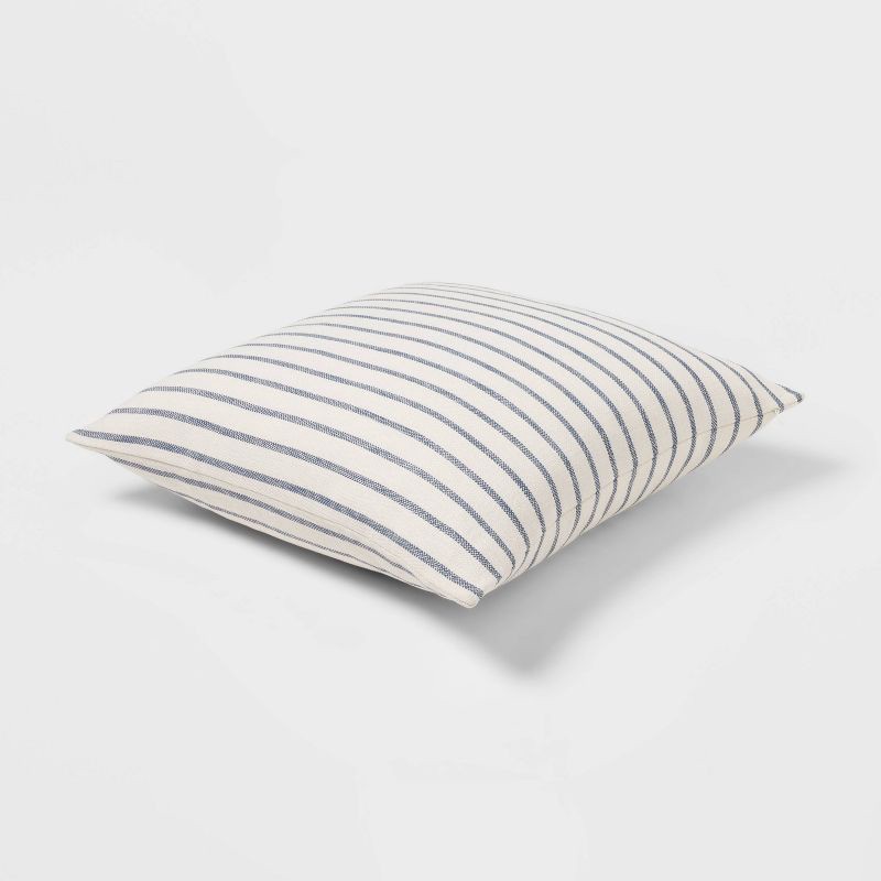 slide 2 of 4, Oversized Cotton Striped Square Throw Pillow Blue/Cream - Threshold™, 1 ct