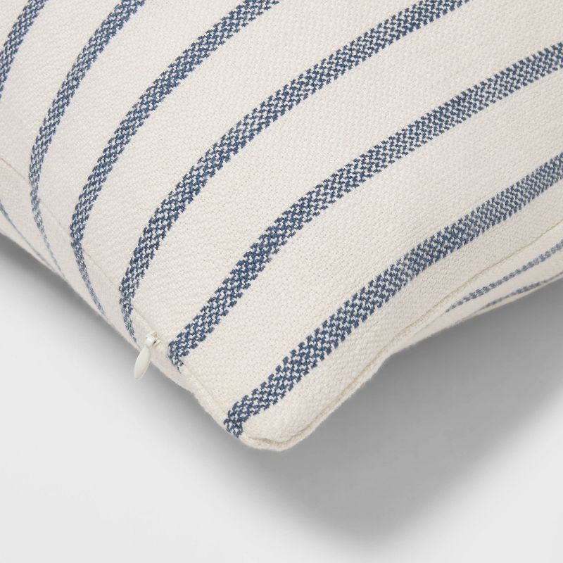 slide 4 of 4, Oversized Cotton Striped Square Throw Pillow Blue/Cream - Threshold™, 1 ct