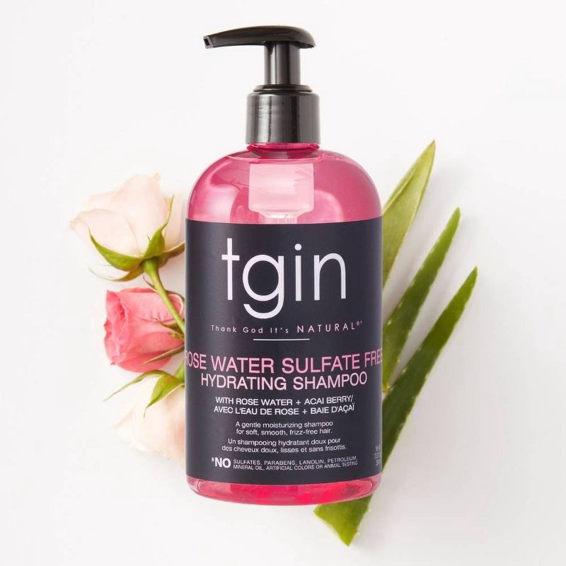 slide 3 of 9, TGIN Rose Water Sulfate-Free Hydrating Shampoo - 13 fl oz, 13 oz
