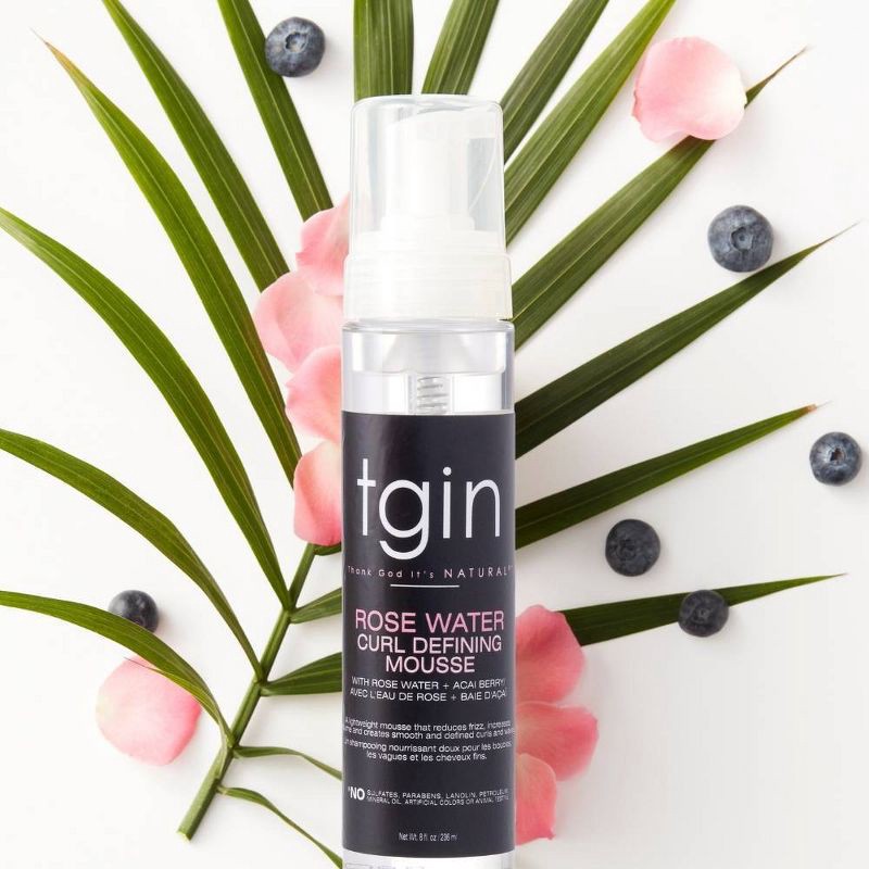 slide 2 of 3, TGIN Rose Water Curl Defining Mousse - 8oz, 8 oz