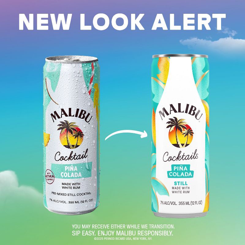 slide 2 of 8, Malibu Pina Colada 4pk/355ml Cans, 4 ct; 355 ml