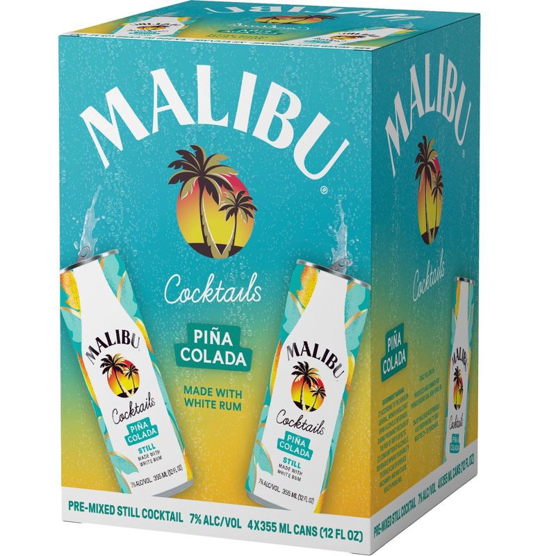 slide 1 of 8, Malibu Pina Colada 4pk/355ml Cans, 4 ct; 355 ml