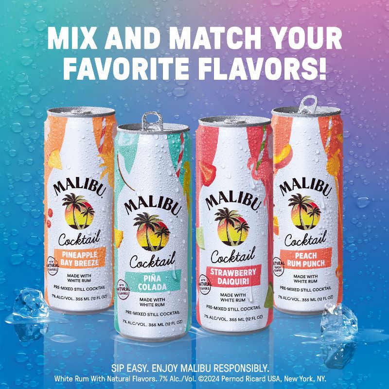 slide 6 of 9, Malibu Pina Colada 4pk/355ml Cans, 4 ct; 355 ml