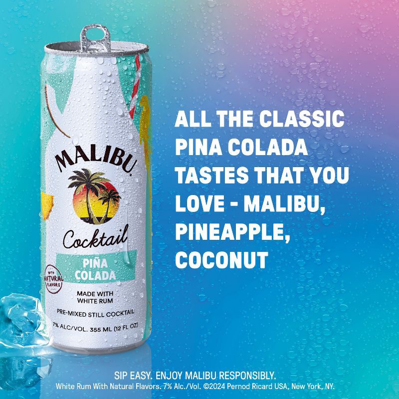 slide 7 of 9, Malibu Pina Colada 4pk/355ml Cans, 4 ct; 355 ml