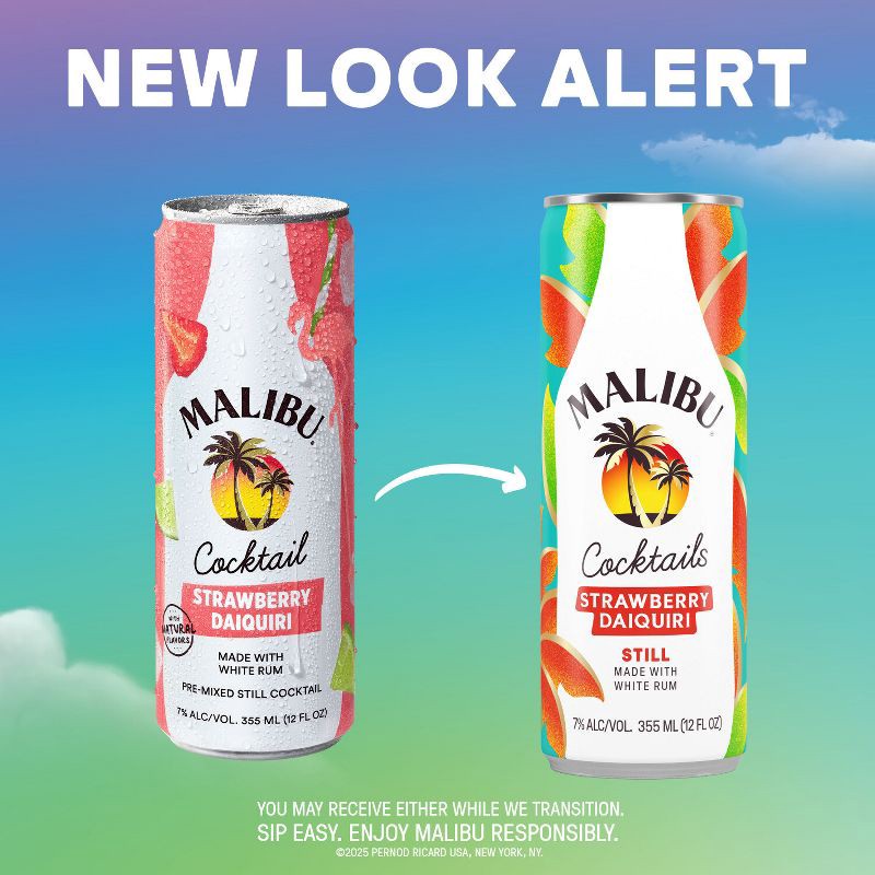 slide 2 of 12, Malibu Strawberry Daquiri - 4pk/355ml Cans, 4 ct; 355 ml