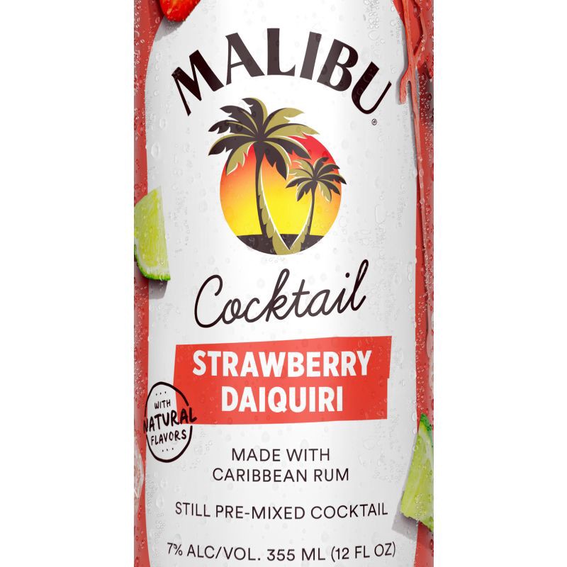 slide 5 of 10, Malibu Strawberry Daquiri - 4pk/355ml Cans, 4 ct; 355 ml