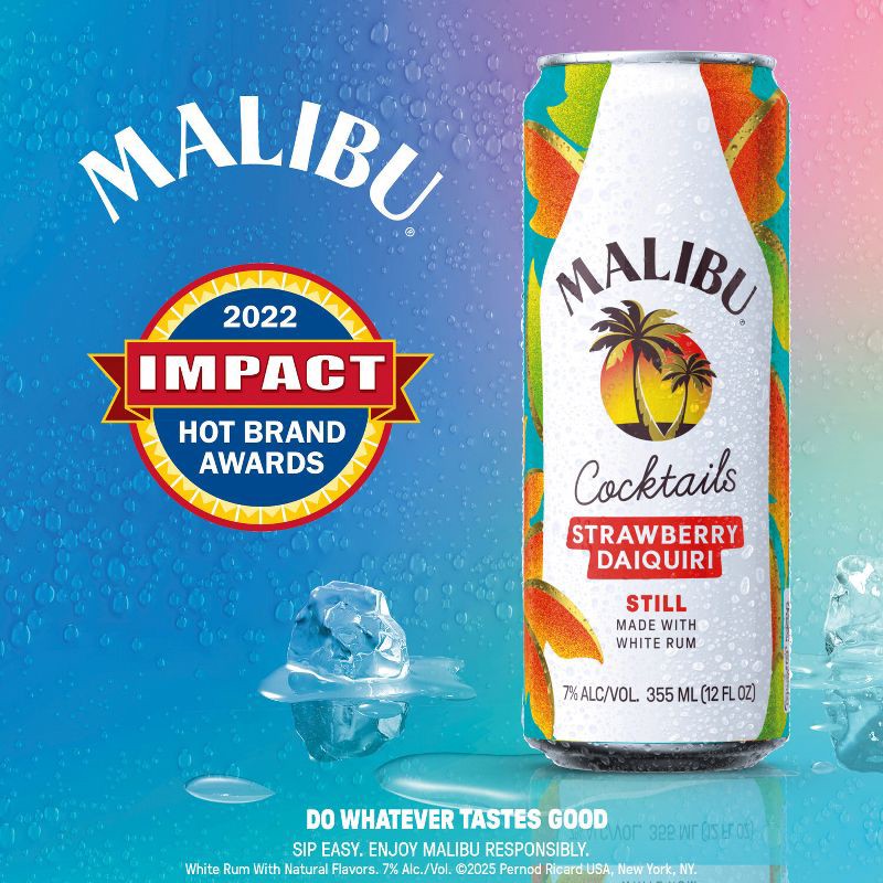 slide 5 of 12, Malibu Strawberry Daquiri - 4pk/355ml Cans, 4 ct; 355 ml