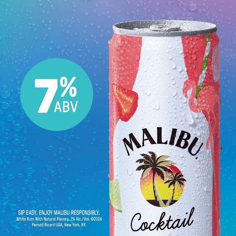 slide 10 of 10, Malibu Strawberry Daquiri - 4pk/355ml Cans, 4 ct; 355 ml