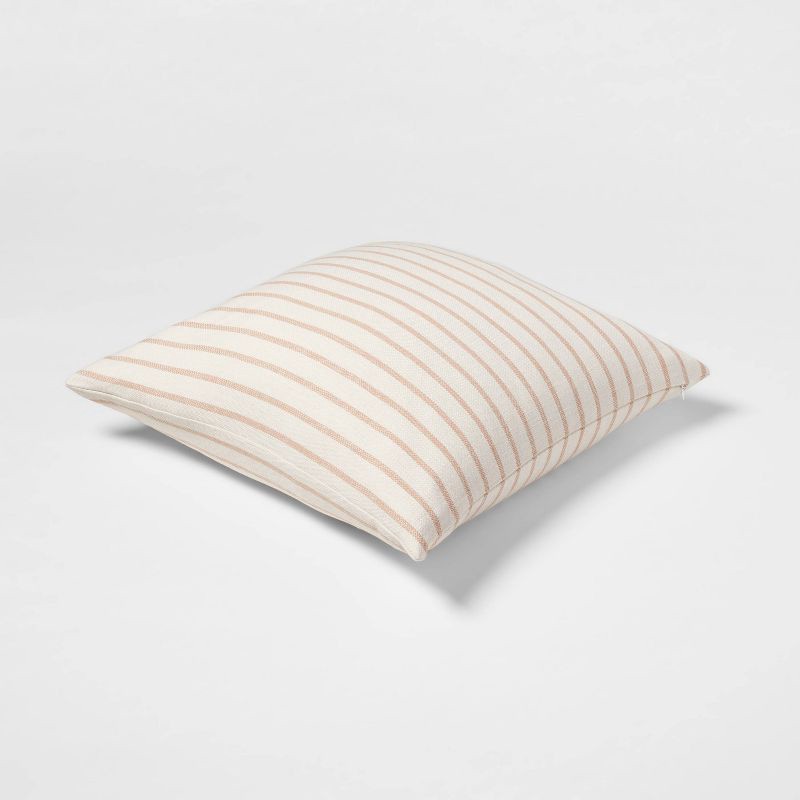 slide 4 of 4, Oversized Cotton Striped Square Throw Pillow Clay/Cream - Threshold™, 1 ct