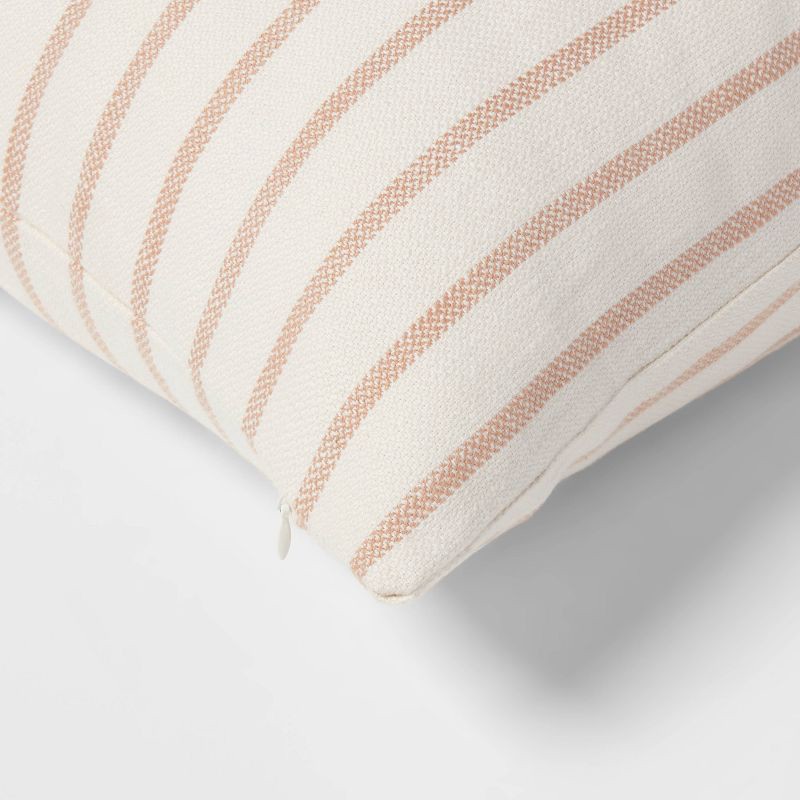 slide 3 of 4, Oversized Cotton Striped Square Throw Pillow Clay/Cream - Threshold™, 1 ct