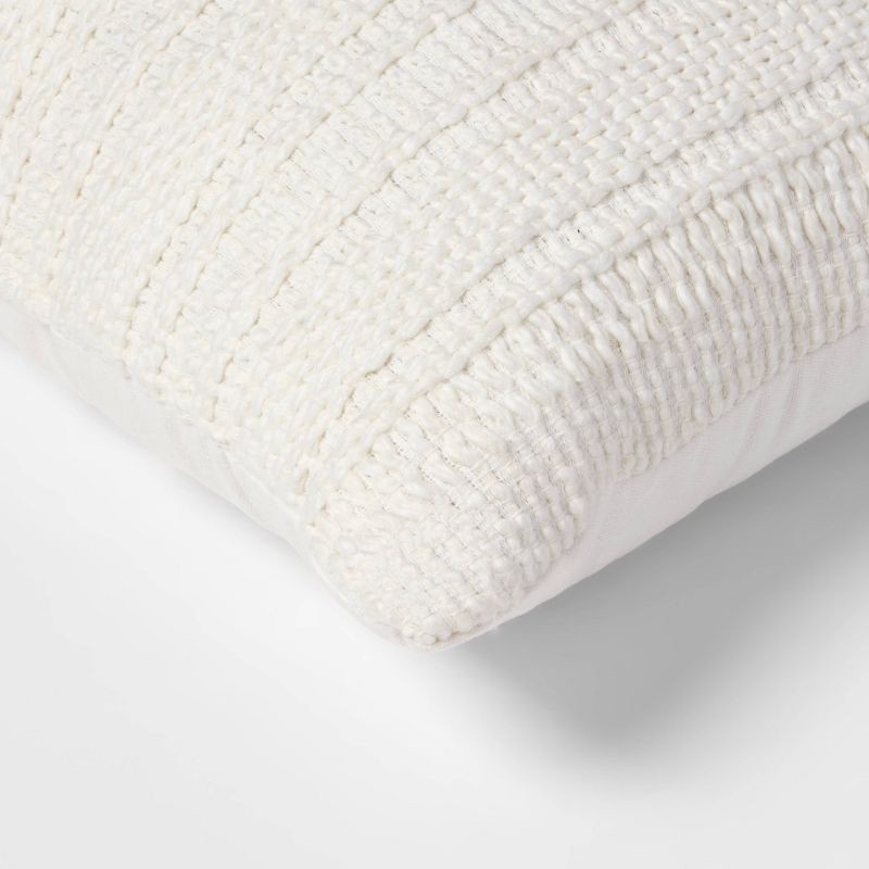 slide 4 of 4, Oversized Textural Woven Lumbar Throw Pillow Cream - Threshold™: Indoor Rectangle Cushion for Sofa, 1 ct