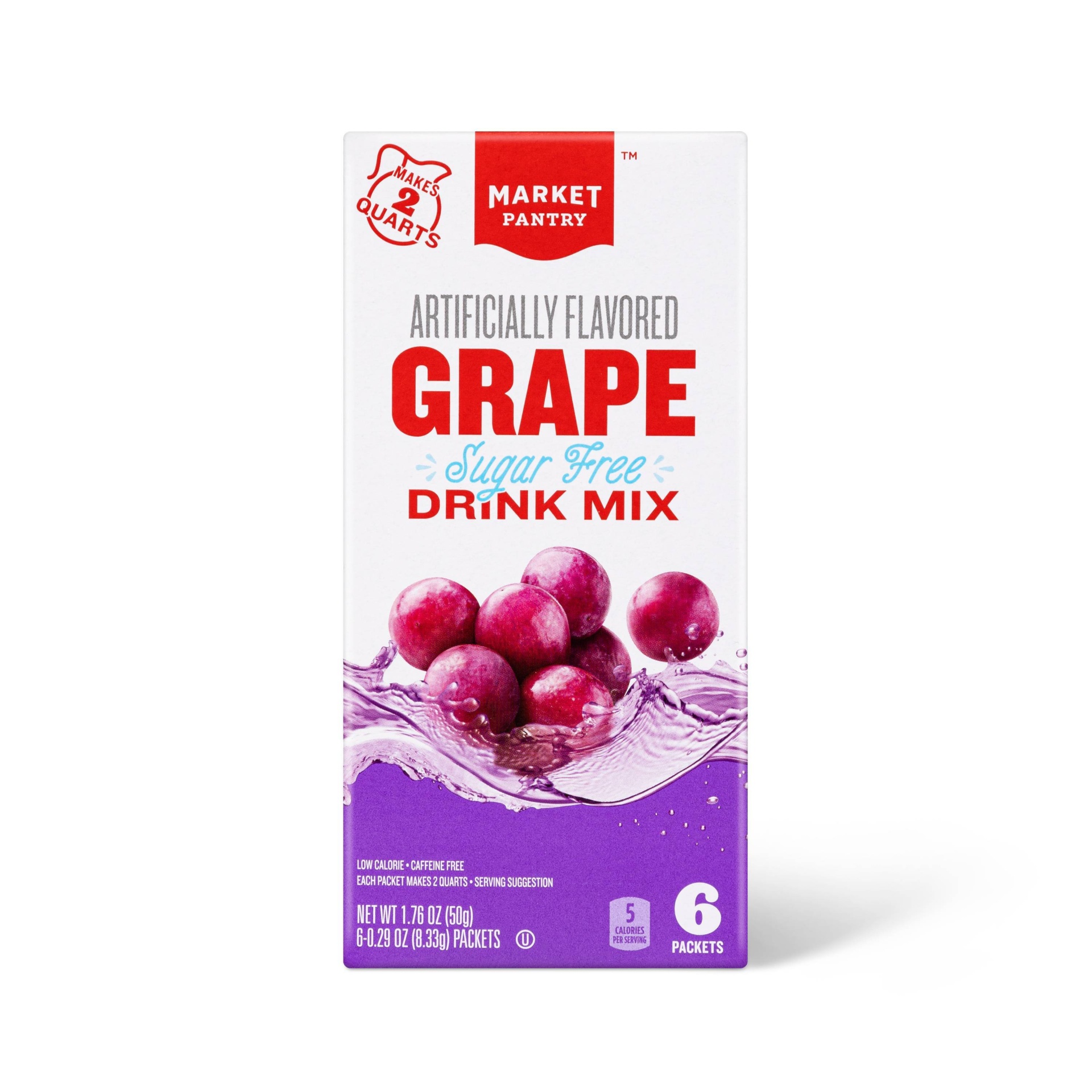 Grape Sugar-Free Drink Mix - 6ct/0.29 fl oz - Market Pantry 6 ct, 0.29 ...