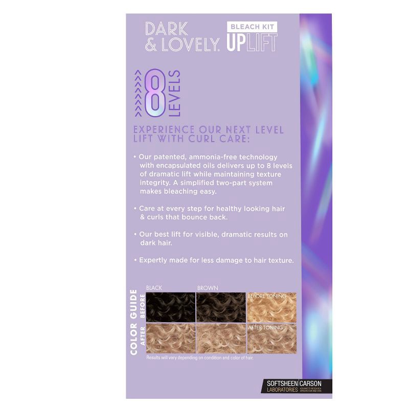 slide 2 of 7, Dark and Lovely Uplift Hair Bleach Kit, Hair Dye, Bleach Blonde, 1 ct