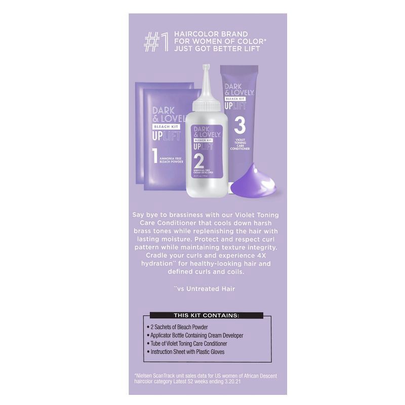 slide 3 of 7, Dark and Lovely Uplift Hair Bleach Kit, Hair Dye, Bleach Blonde, 1 ct