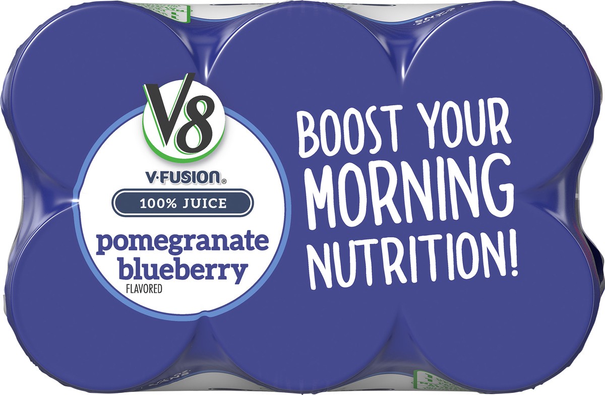 slide 2 of 9, V8 V-Fusion Pomegranate Blueberry 100% Juice 6 - 8 fl oz Cans, 48 oz