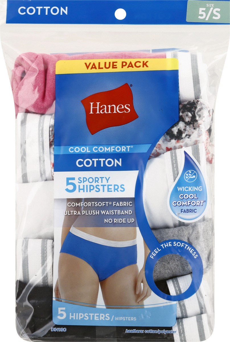 slide 10 of 10, Hanes Cool Comfort Value Pack Size 5/S Cotton Sporty Hipsters 5 ea, 5 ct