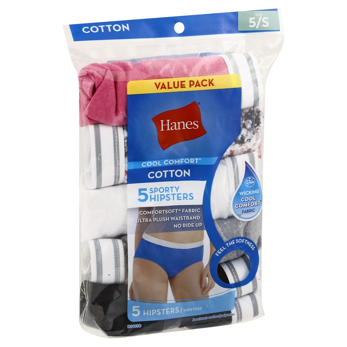slide 9 of 10, Hanes Cool Comfort Value Pack Size 5/S Cotton Sporty Hipsters 5 ea, 5 ct