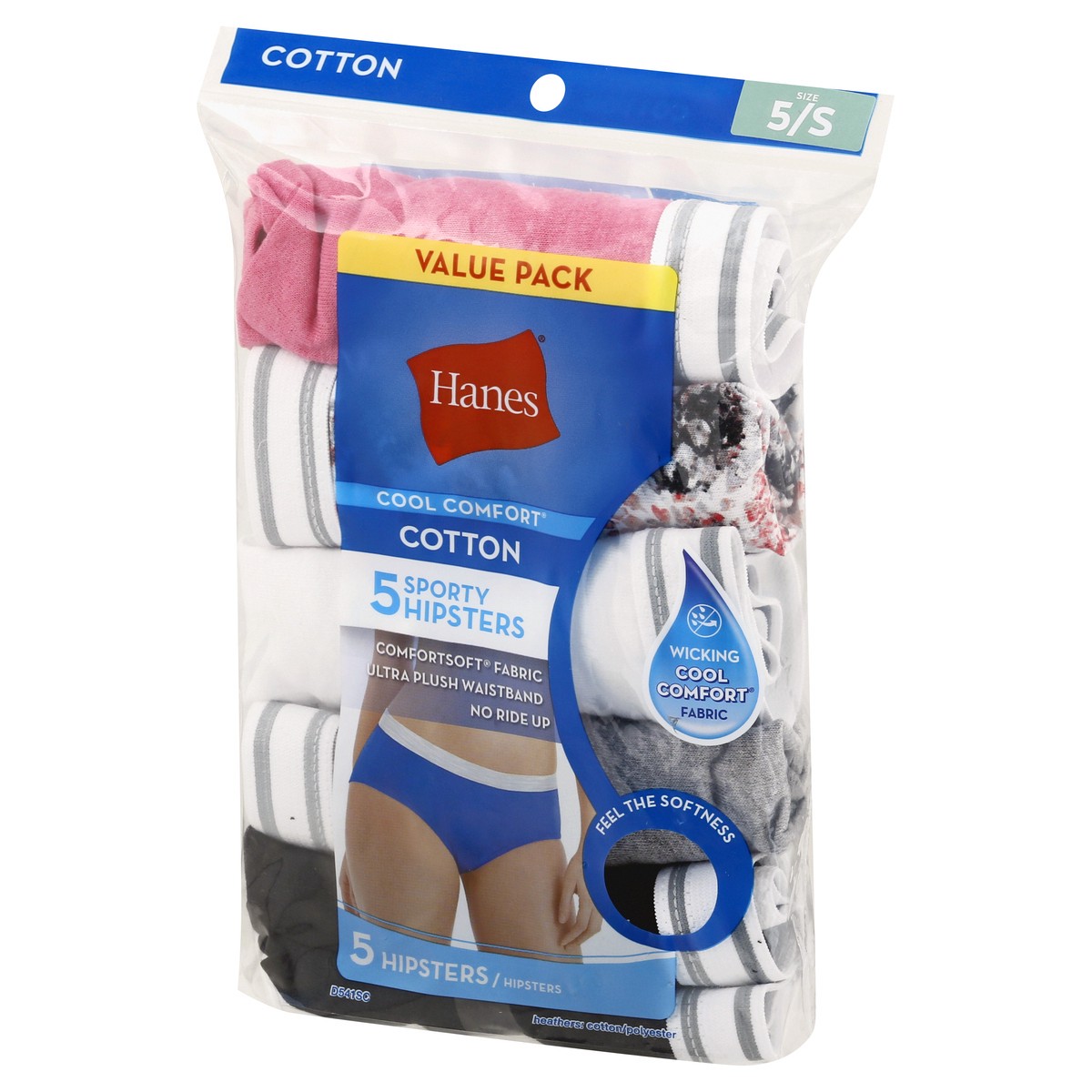 slide 4 of 10, Hanes Cool Comfort Value Pack Size 5/S Cotton Sporty Hipsters 5 ea, 5 ct