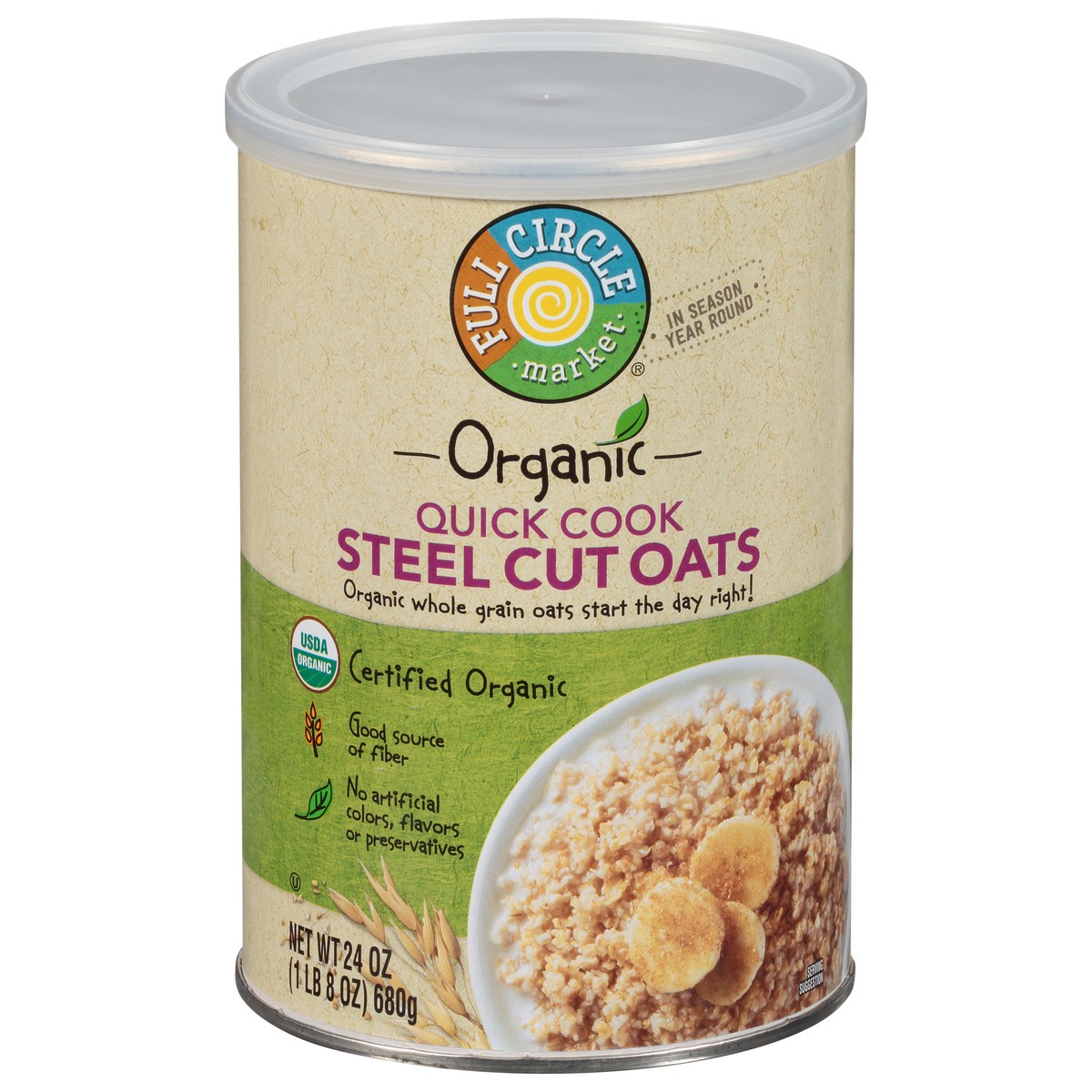 slide 7 of 16, Full Circle Market Organic Quick Cook Steel Cut Oats 24 oz, 24 oz
