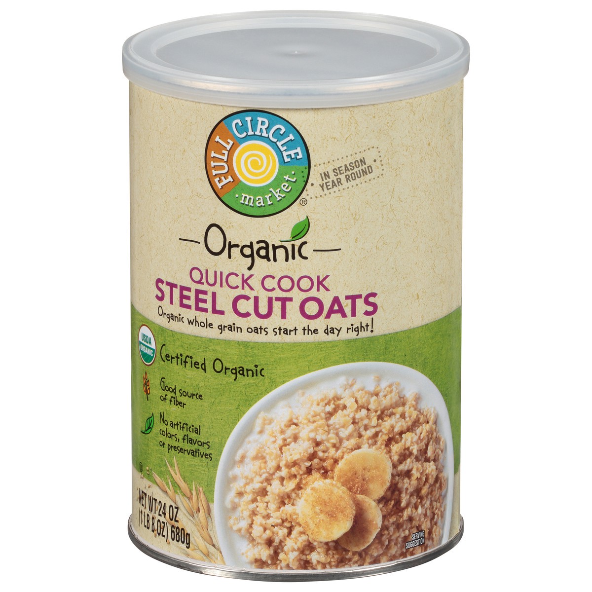 slide 8 of 16, Full Circle Market Organic Quick Cook Steel Cut Oats 24 oz, 24 oz