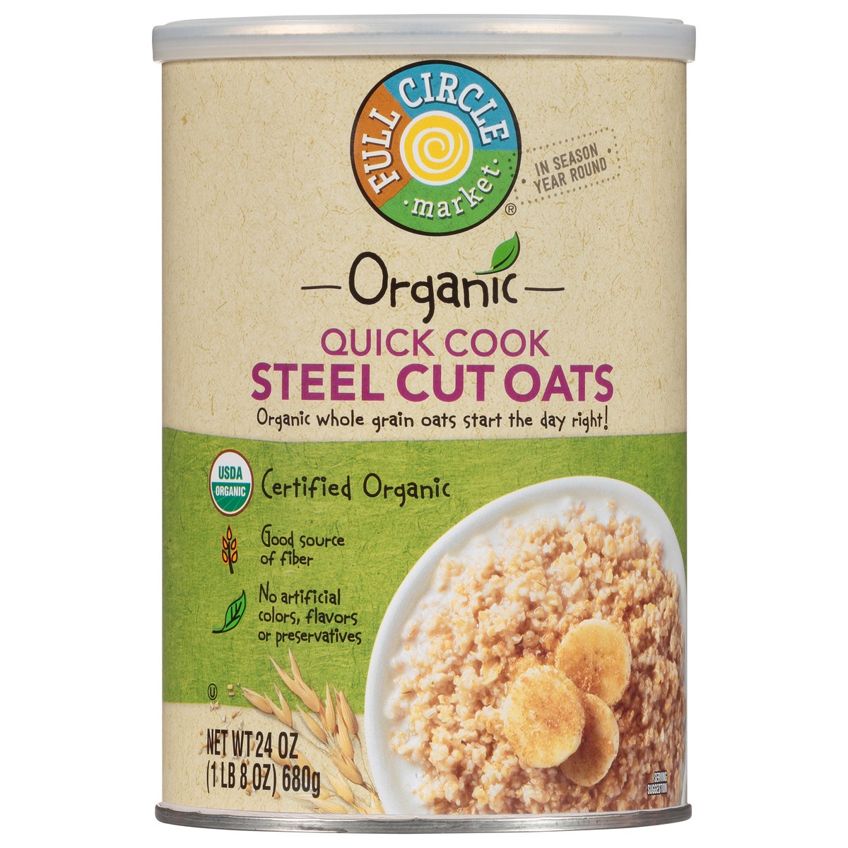 slide 10 of 16, Full Circle Market Organic Quick Cook Steel Cut Oats 24 oz, 24 oz