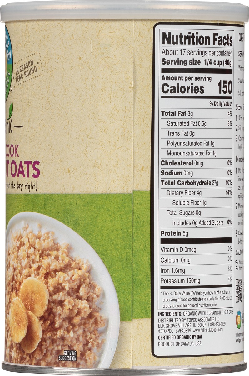 slide 9 of 16, Full Circle Market Organic Quick Cook Steel Cut Oats 24 oz, 24 oz