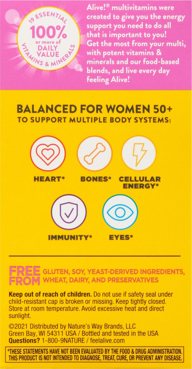 slide 3 of 9, Nature's Way Alive! Women's 50+ Complete Multivitamin with Superfood Antioxidants 50 Tablets, 50 ct