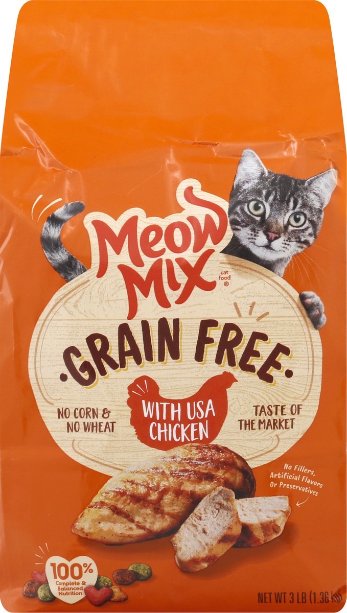 slide 1 of 9, Meow Mix Cat Food 3 lb, 3 lb