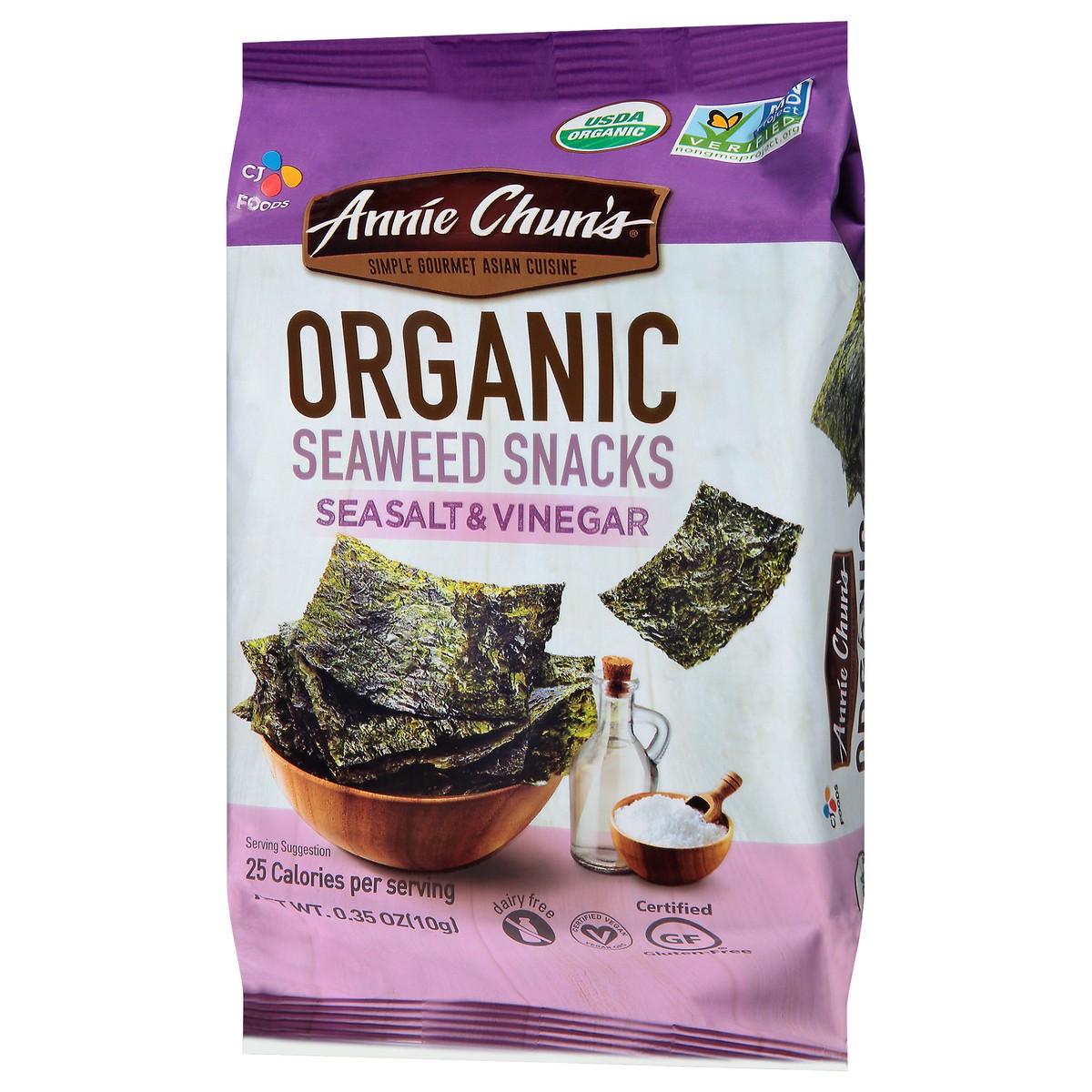 slide 2 of 9, Annie Chun's Organic Sea Salt & Vinegar Seaweed Snack, 0.35 oz