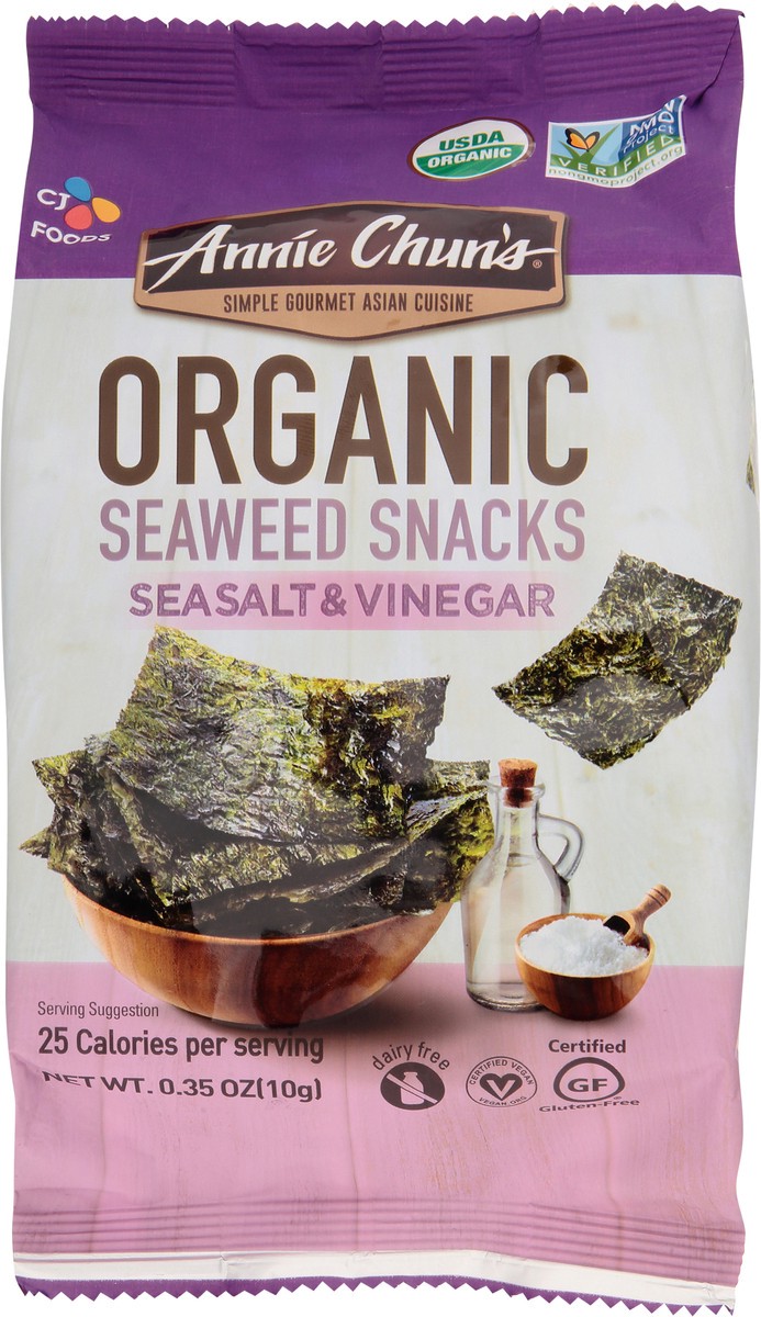 slide 4 of 9, Annie Chun's Organic Sea Salt & Vinegar Seaweed Snack, 0.35 oz