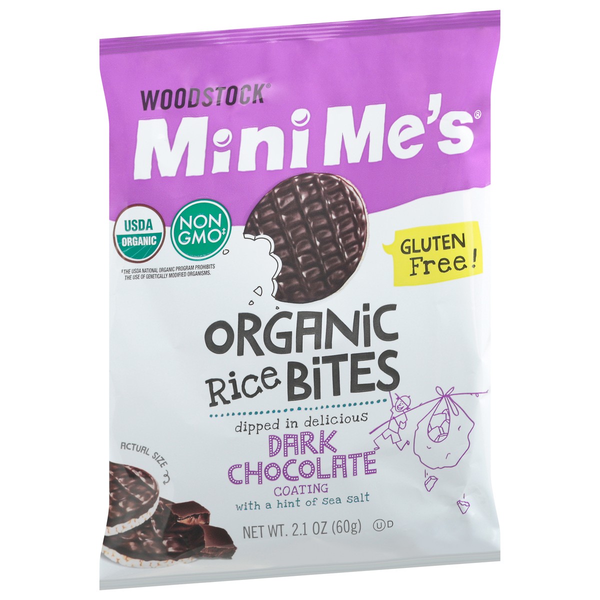 slide 6 of 9, Woodstock MiniMe's Organic Dark Chocolate Rice Bites 2.1 oz, 2.1 oz