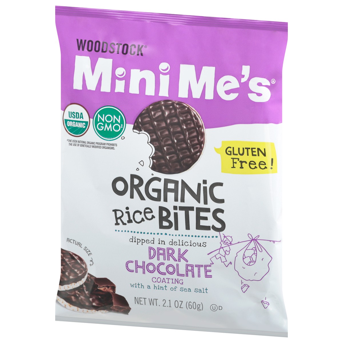 slide 2 of 9, Woodstock MiniMe's Organic Dark Chocolate Rice Bites 2.1 oz, 2.1 oz