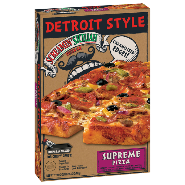 slide 1 of 6, Screamin' Sicilian Supreme Detroit Style Frozen Pizza, 27.4 oz