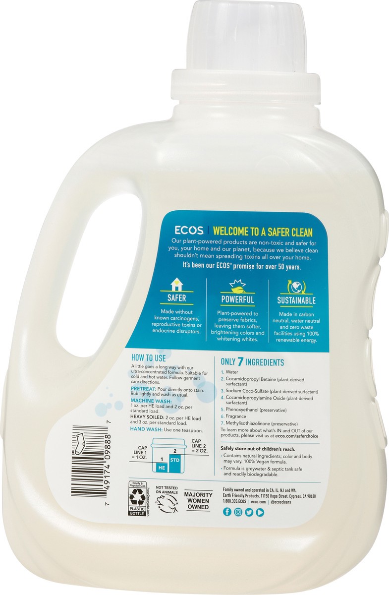 slide 7 of 10, Ecos Plant Powered Magnolia & Lily Laundry Detergent 100 fl oz, 100 fl oz