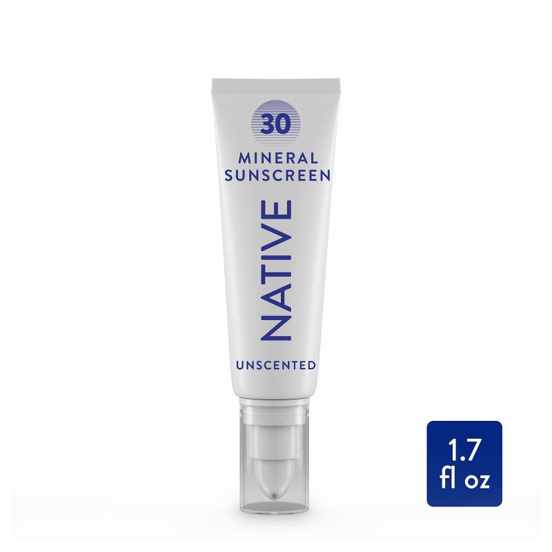 slide 2 of 12, Native Mineral Face Lotion - Unscented - SPF 30 - 1.7 fl oz, 30 ct; 1.7 fl oz