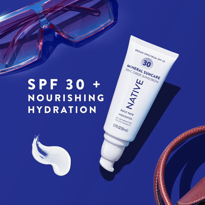 slide 5 of 12, Native Mineral Face Lotion - Unscented - SPF 30 - 1.7 fl oz, 30 ct; 1.7 fl oz