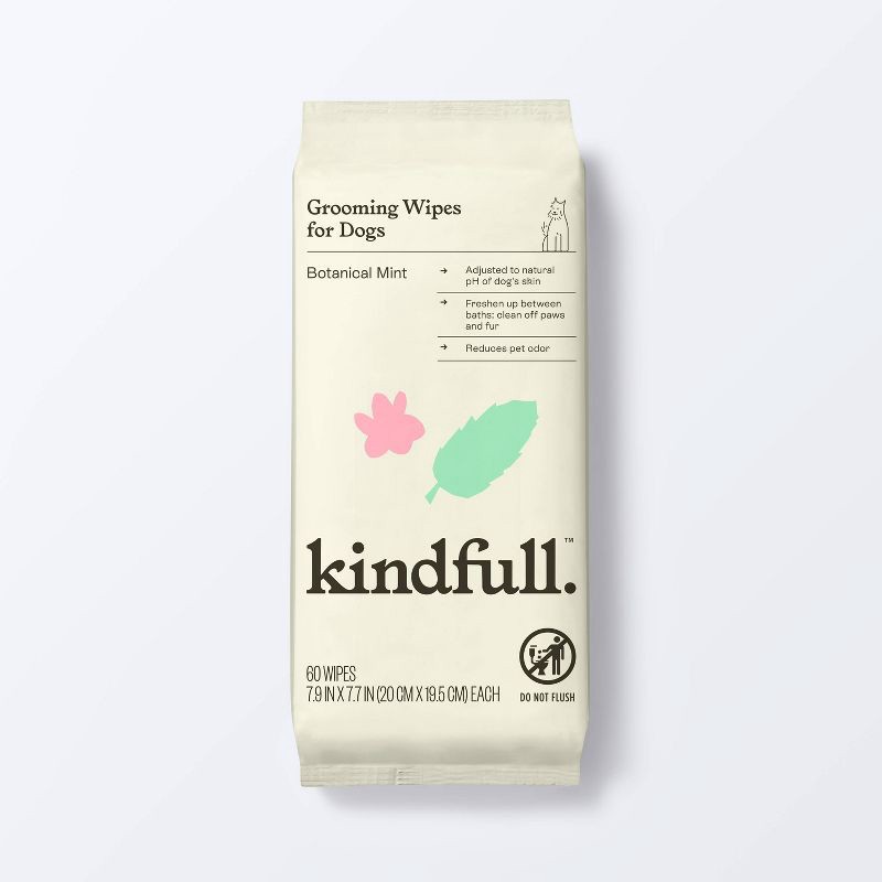 slide 1 of 6, Botanical Mint Dog Grooming Wipes - 60ct - Kindfull™, 60 ct