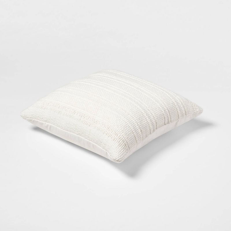 slide 3 of 4, Oversized Textural Woven Square Throw Pillow Cream - Threshold™: Indoor Decorative Cushion, Soft Polyester, 1 ct