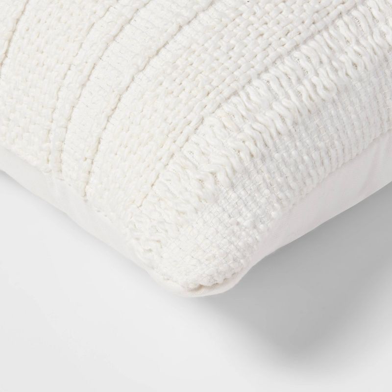 slide 4 of 4, Oversized Textural Woven Square Throw Pillow Cream - Threshold™: Indoor Decorative Cushion, Soft Polyester, 1 ct