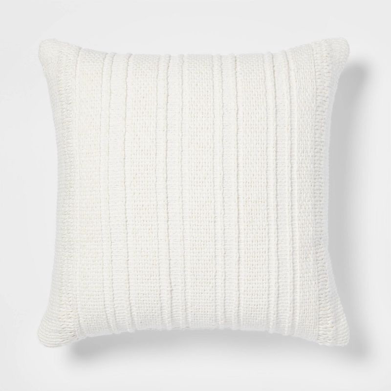 slide 1 of 4, Oversized Textural Woven Square Throw Pillow Cream - Threshold™: Indoor Decorative Cushion, Soft Polyester, 1 ct