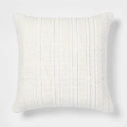 Oversized Textural Woven Square Throw Pillow Cream - Threshold™: Indoor Decorative Cushion, Soft Polyester