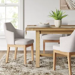 Kinston Curved Back Upholstered Dining Chair Linen (FA) - Threshold™: Plywood Frame, No Assembly Required, 300lb Capacity
