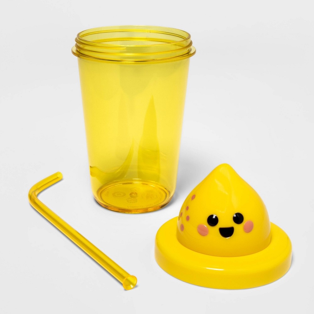 slide 2 of 3, 17oz Plastic Lemon Tumbler with Straw - Sun Squad, 17 oz