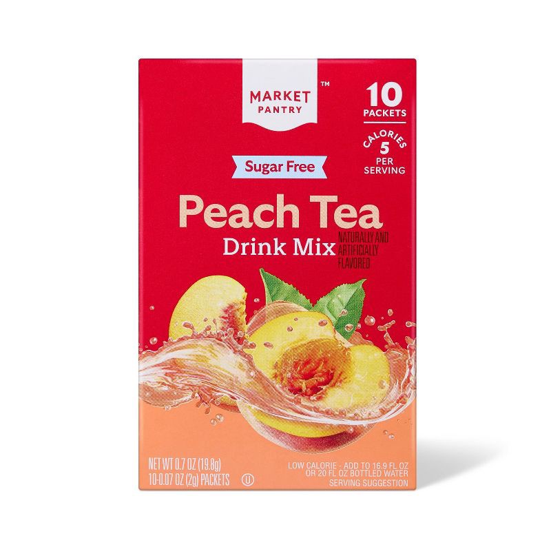 slide 1 of 3, Peach Tea Sugar-Free Drink Mix - 10ct - Market Pantry™, 10 ct