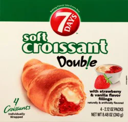7DAYS Double Soft Croissant with Strawberry & Vanilla Flavor Fillings 4 - 2.12 oz Packs