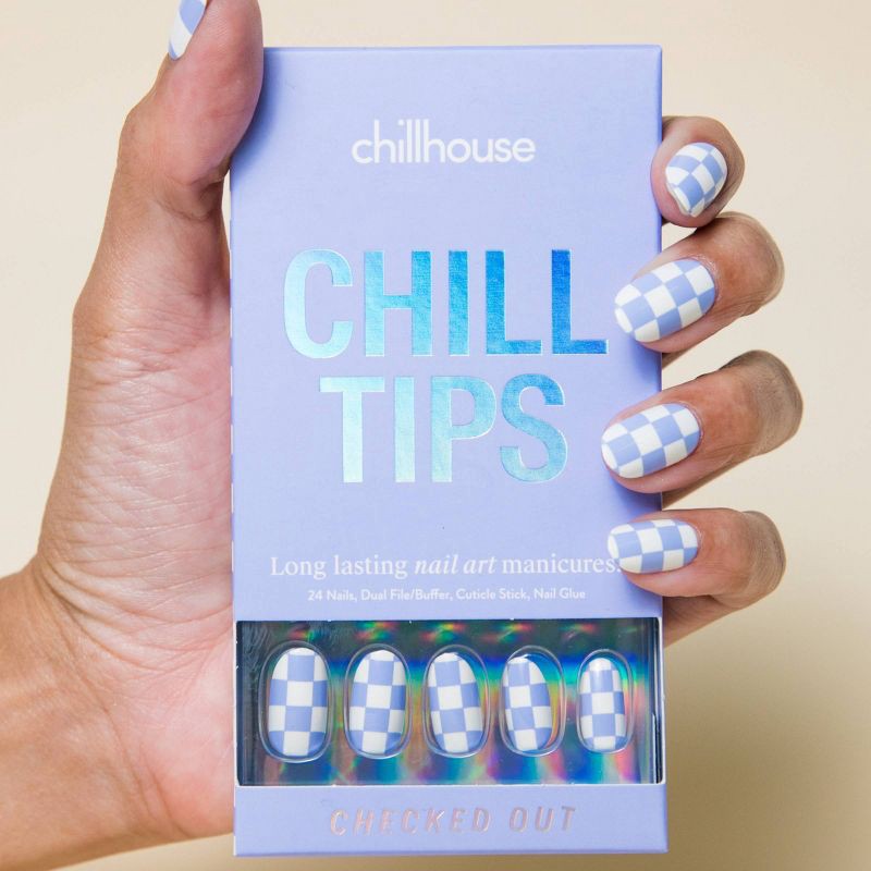 slide 3 of 6, Chillhouse Chill Tips Nail Art Press Ons - Checked Out, 1 ct